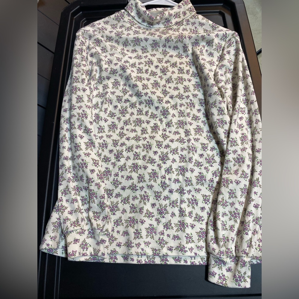 Basic Editions Floral Long Sleeve Top - White and Pink